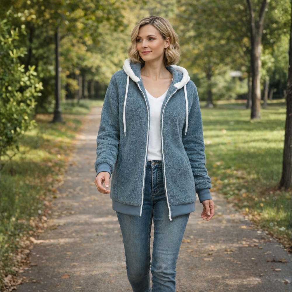 Veste Polaire Zippée à Capuche Coupe Ample – vue 5