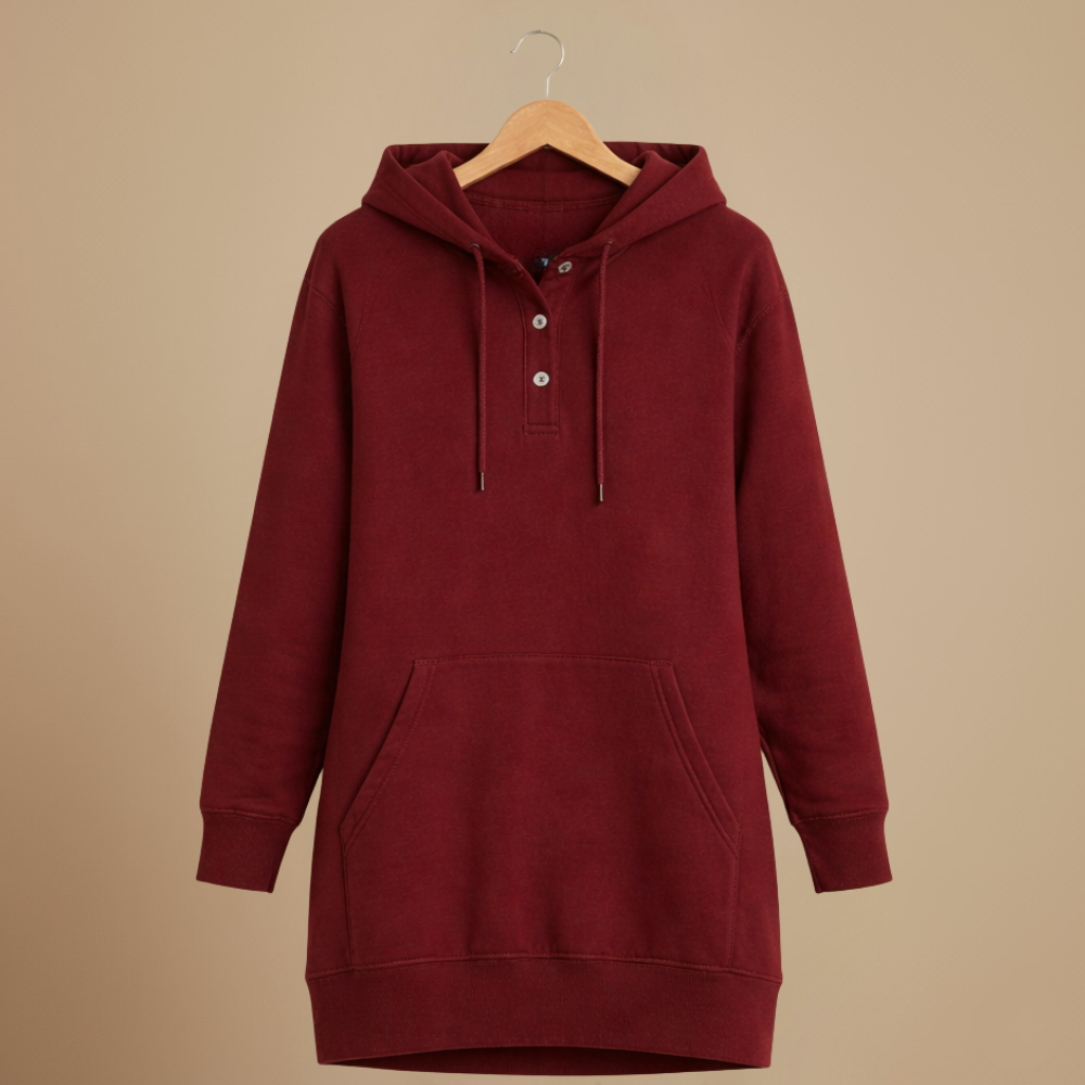 Robe Sweat Courte à Capuche et Poche Kangourou – vue 3