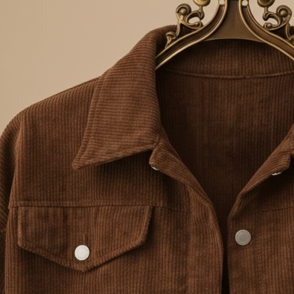 Veste Courte en Velours Côtelé à Poches Rabat – vue 5