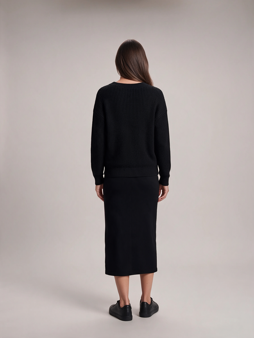 Ensemble Pull Ample et Jupe Longue en Maille – vue 3