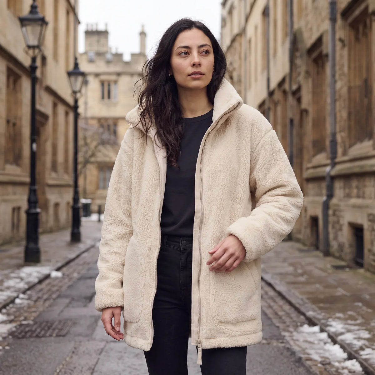 Veste Teddy Oversize Zippée Col Montant – vue 2