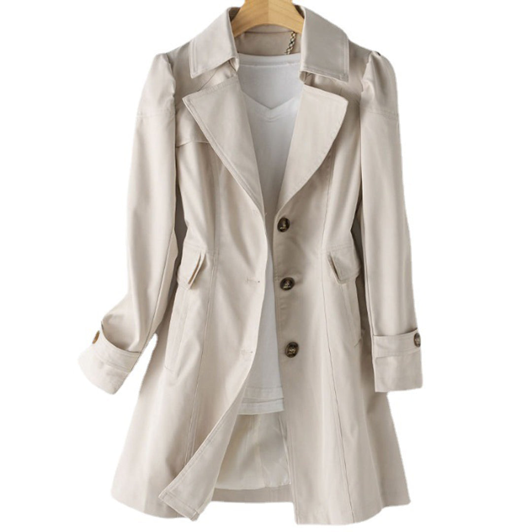 Trench Cintré Croisé à Col Revers – Beige