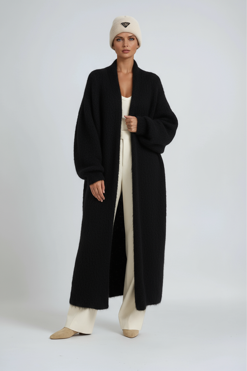 Gilet Long Oversize en Maille Ouvert – vue 3