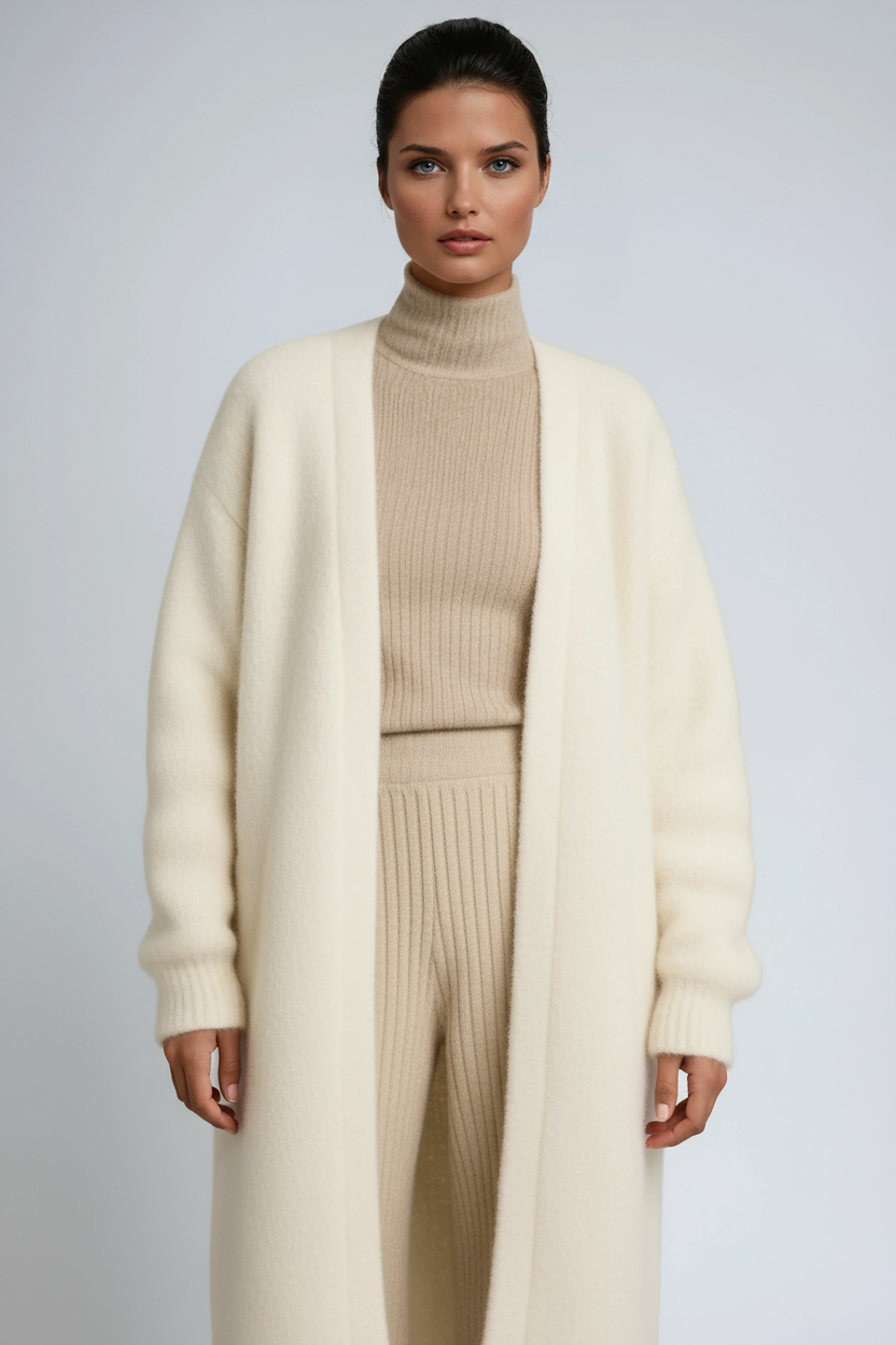 Gilet Long Oversize en Maille Ouvert – vue 4