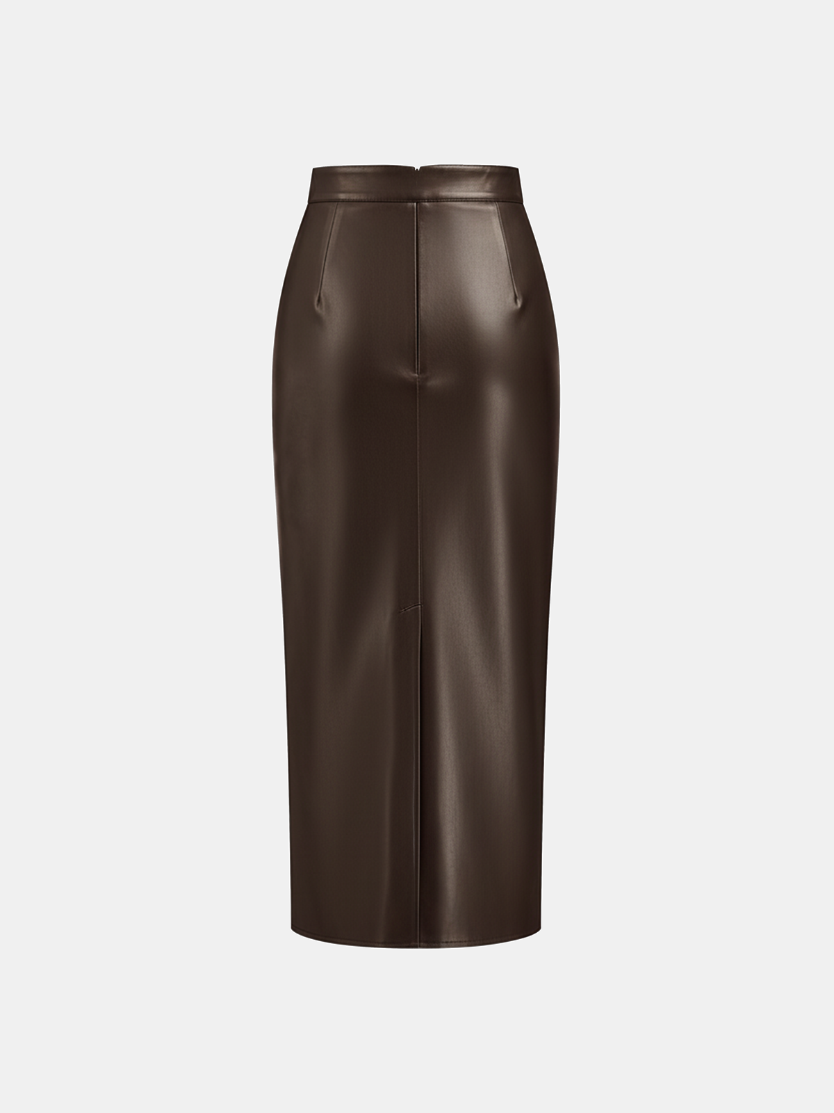 Jupe Midi en Similicuir Taille Haute avec Fente – vue 7