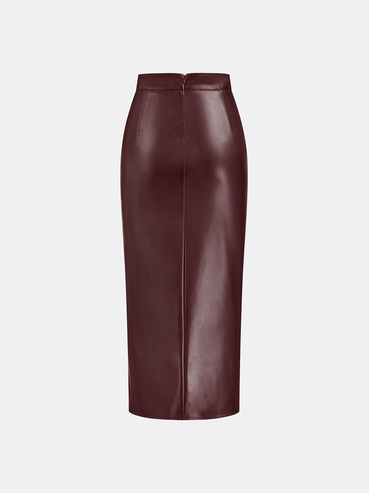 Jupe Midi en Similicuir Taille Haute avec Fente – vue 6