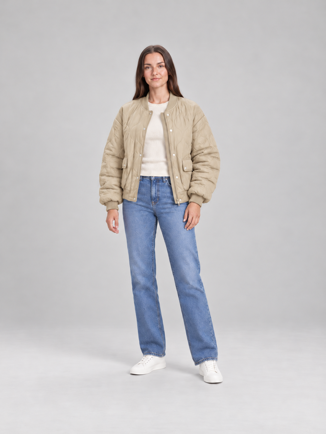 Blouson Bomber Matelassé Femme – Kaki