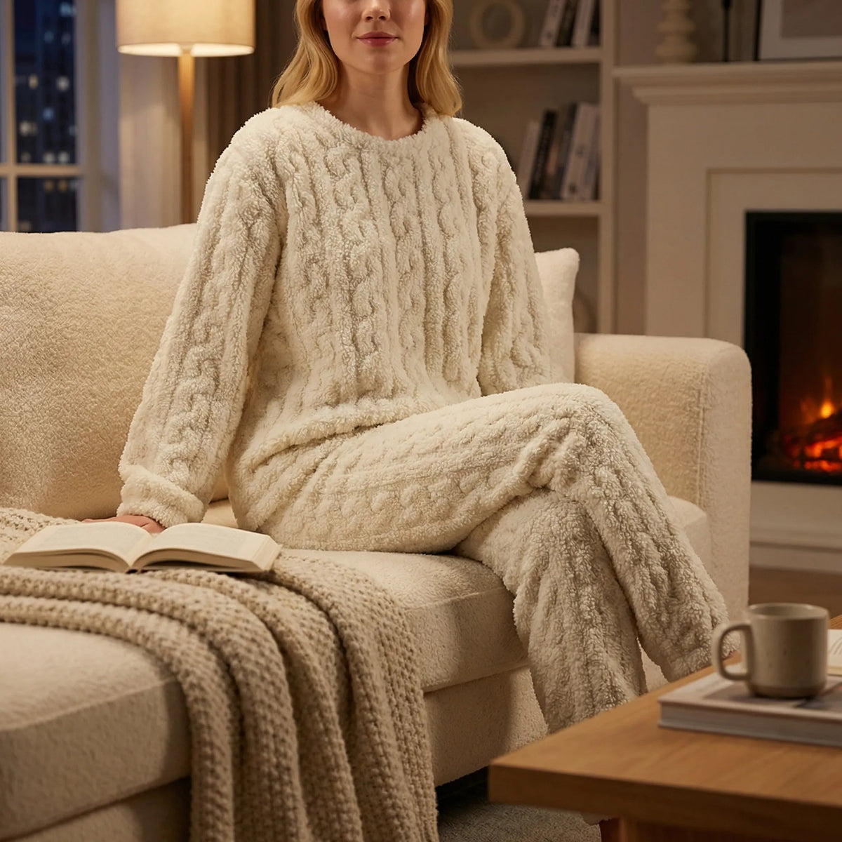 Pyjama Gratté Torsadé à Manches Longues – vue 2