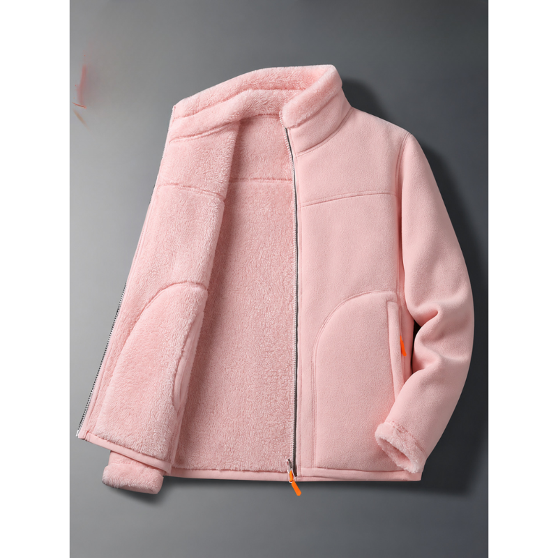 Veste Polaire Réversible Zippée Col Montant – Rose clair