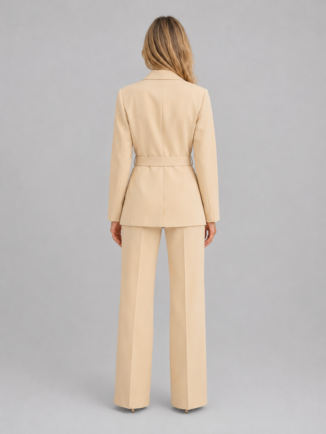 Tailleur Pantalon Blazer Ceinturé et Pantalon Large – vue 2