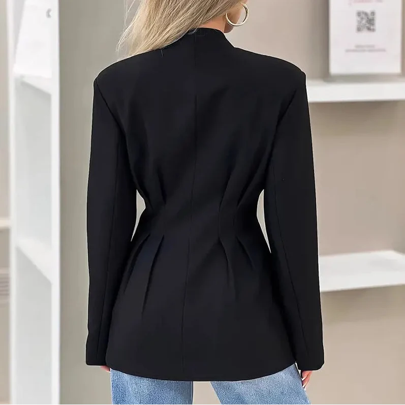 Veste Blazer Cintrée Col V à Manches Longues – vue 4