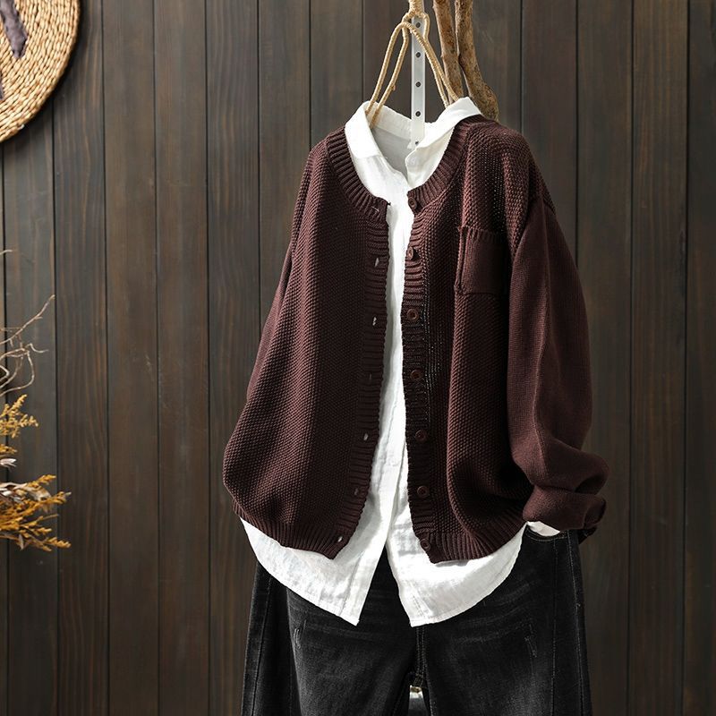 Gilet Côtelé Oversize Boutonné – Marron
