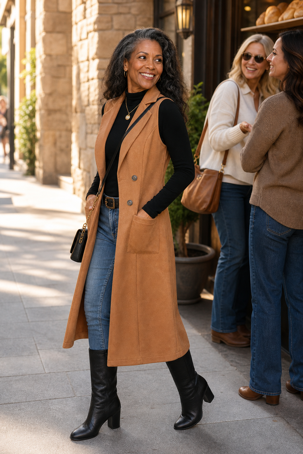 Gilet Long Sans Manches Devant Ouvert – vue 5