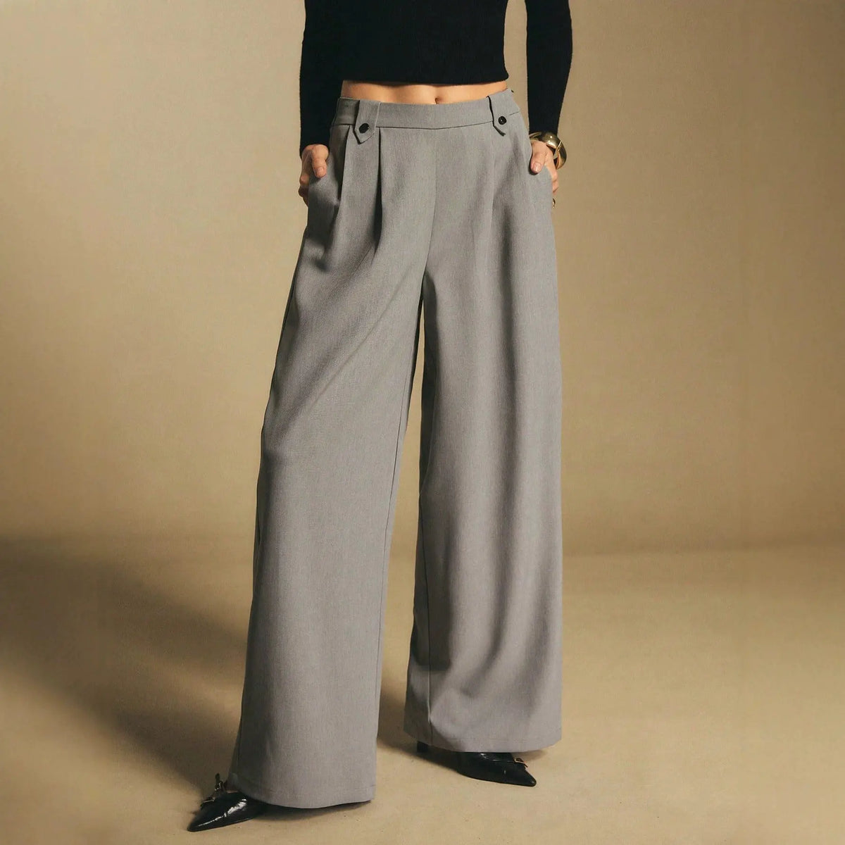 Pantalon Large Taille Haute à Pinces – vue 2