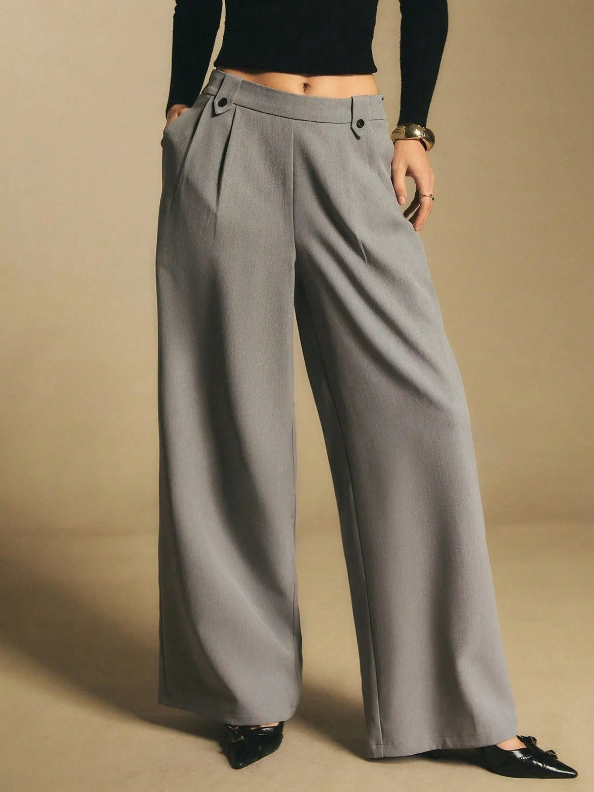 Pantalon Large Taille Haute à Pinces – vue 4