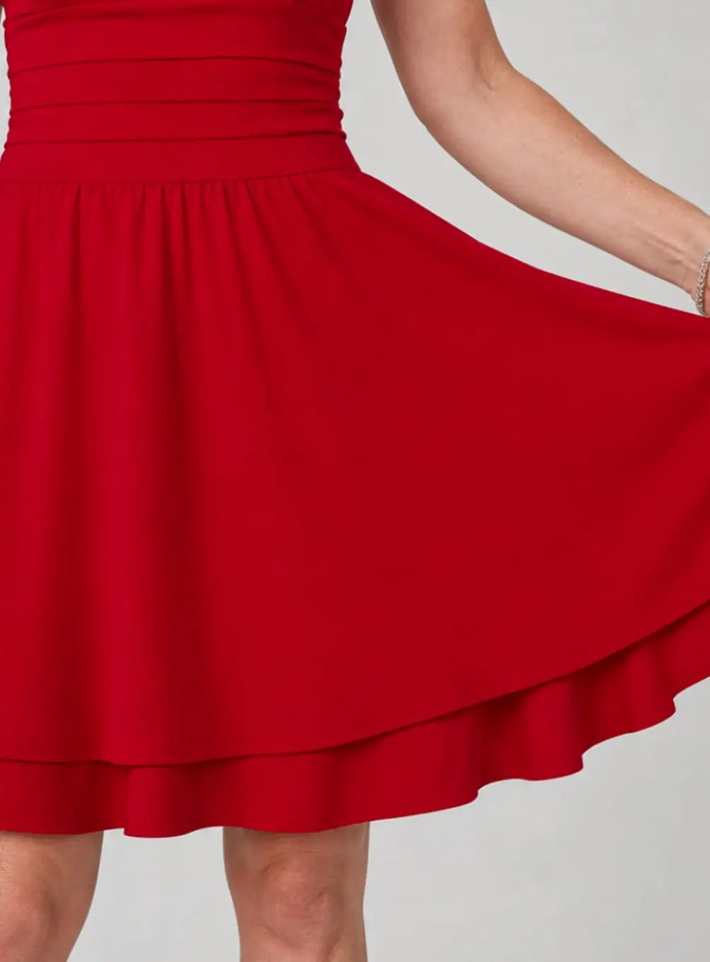 Robe Courte de Cocktail Encolure Carrée Taille Froncée – vue 2