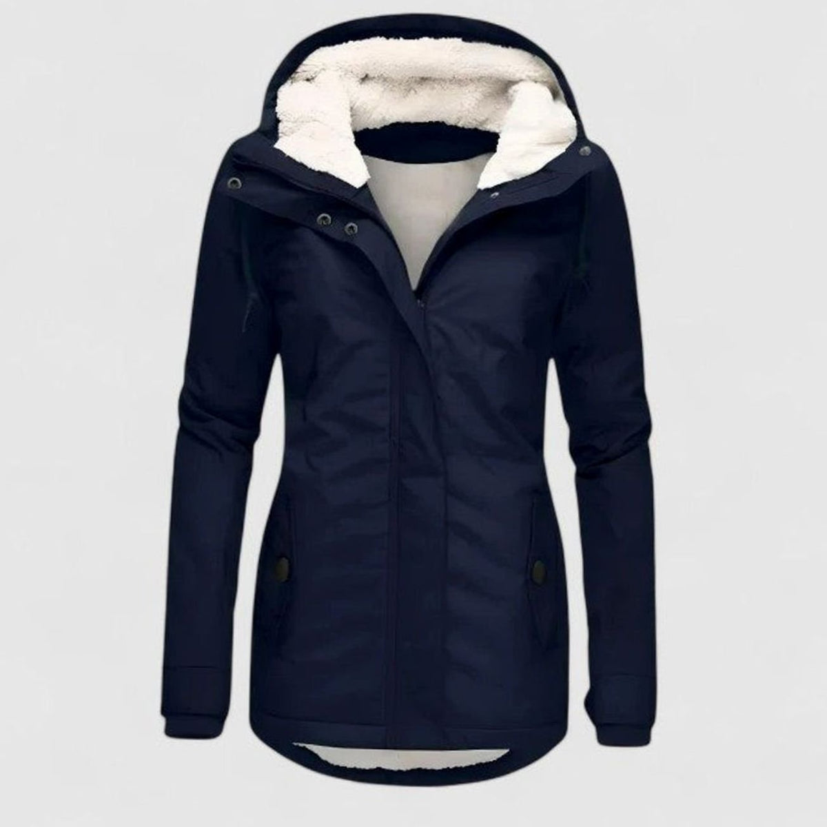 Parka Imperméable Doublée Sherpa à Capuche – Bleu marine