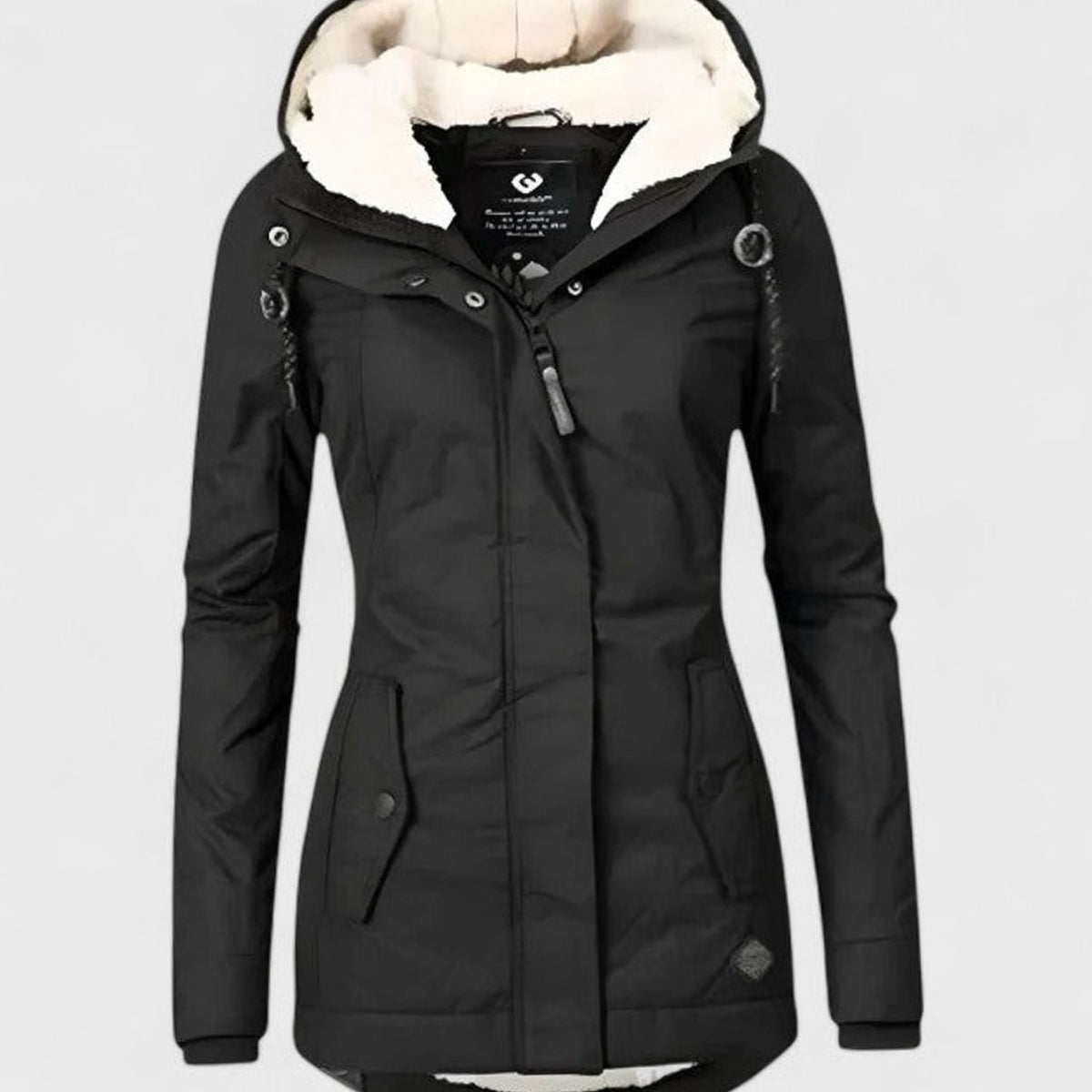 Parka Imperméable Doublée Sherpa à Capuche – Noir