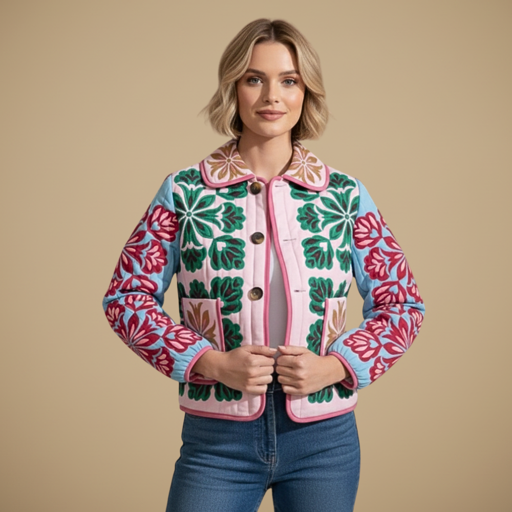 Veste en Coton Imprimé Fleurs à Col Rabattu – vue 3
