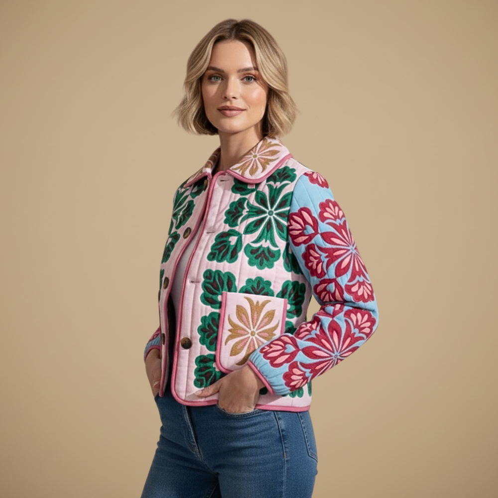 Veste en Coton Imprimé Fleurs à Col Rabattu – vue 4