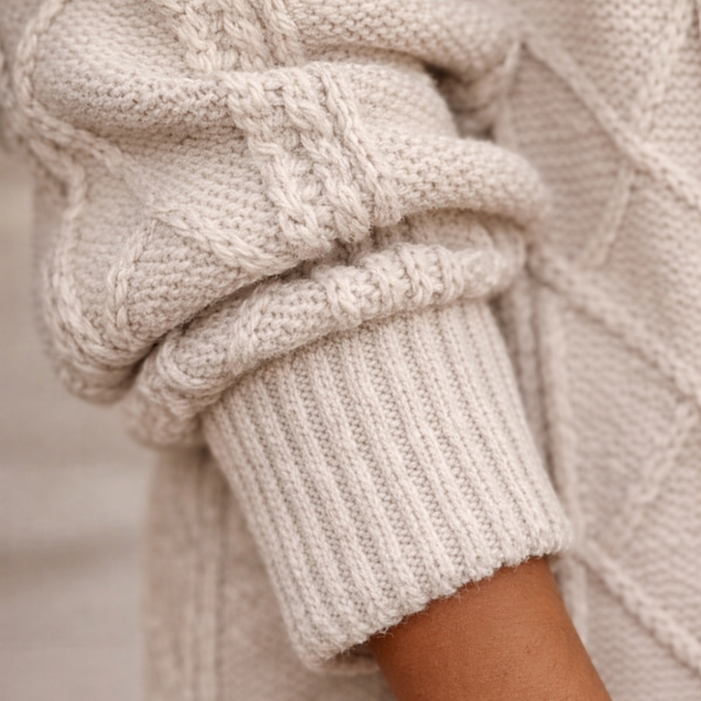 Gilet Long à Capuche en Maille Torsadée – vue 5
