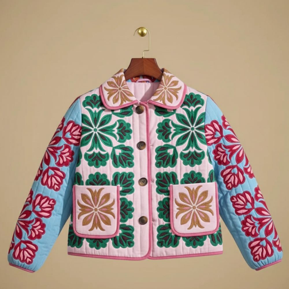 Veste en Coton Imprimé Fleurs à Col Rabattu – vue 5