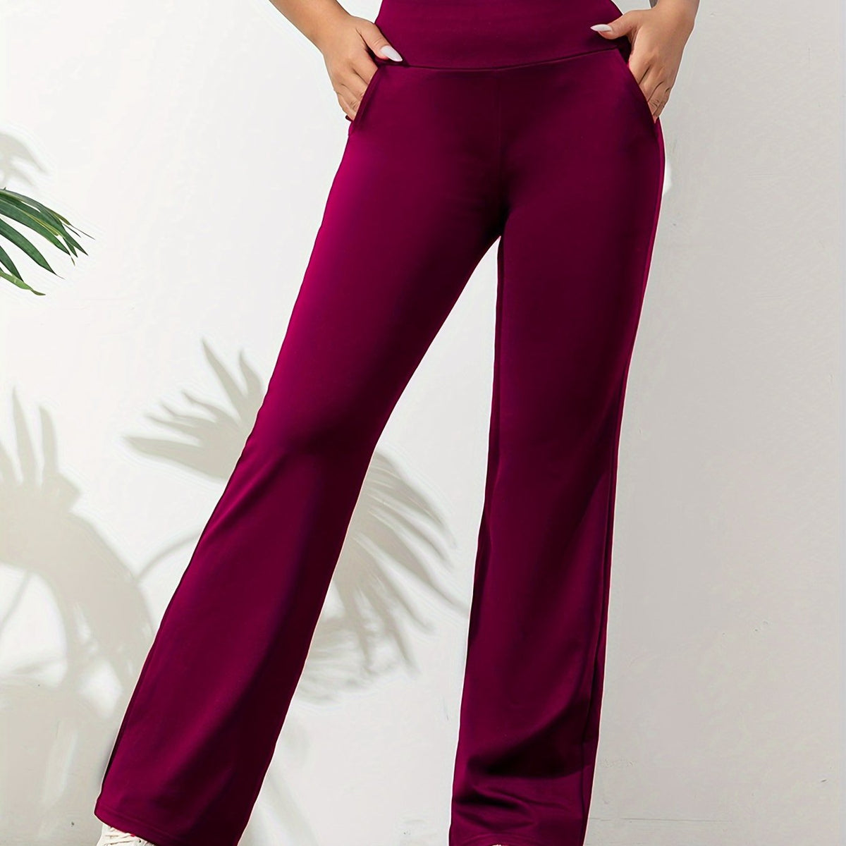 Pantalon Évasé Taille Haute à Ceinture Élastique – vue 11