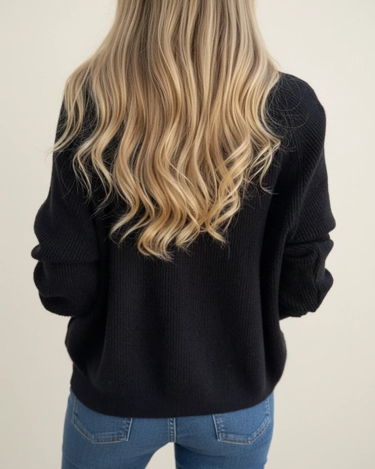 Pull Demi-Zip en Maille Côtelée à Col Rabattu – vue 3