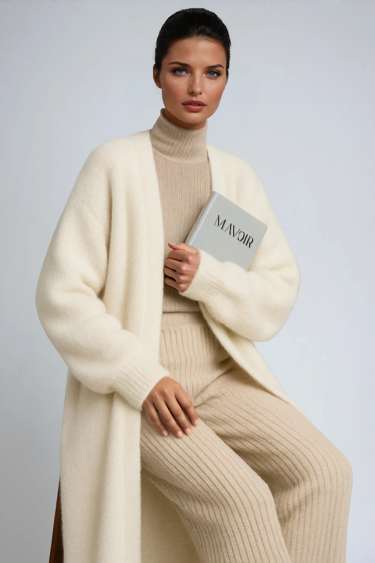 Gilet Long Oversize en Maille Ouvert – vue 2