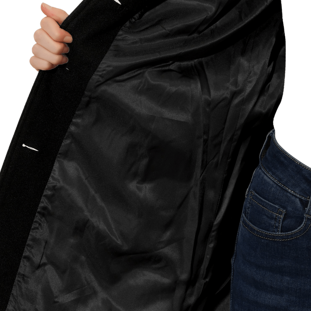 Manteau Ligne A Boutonné à Col Classique – Noir