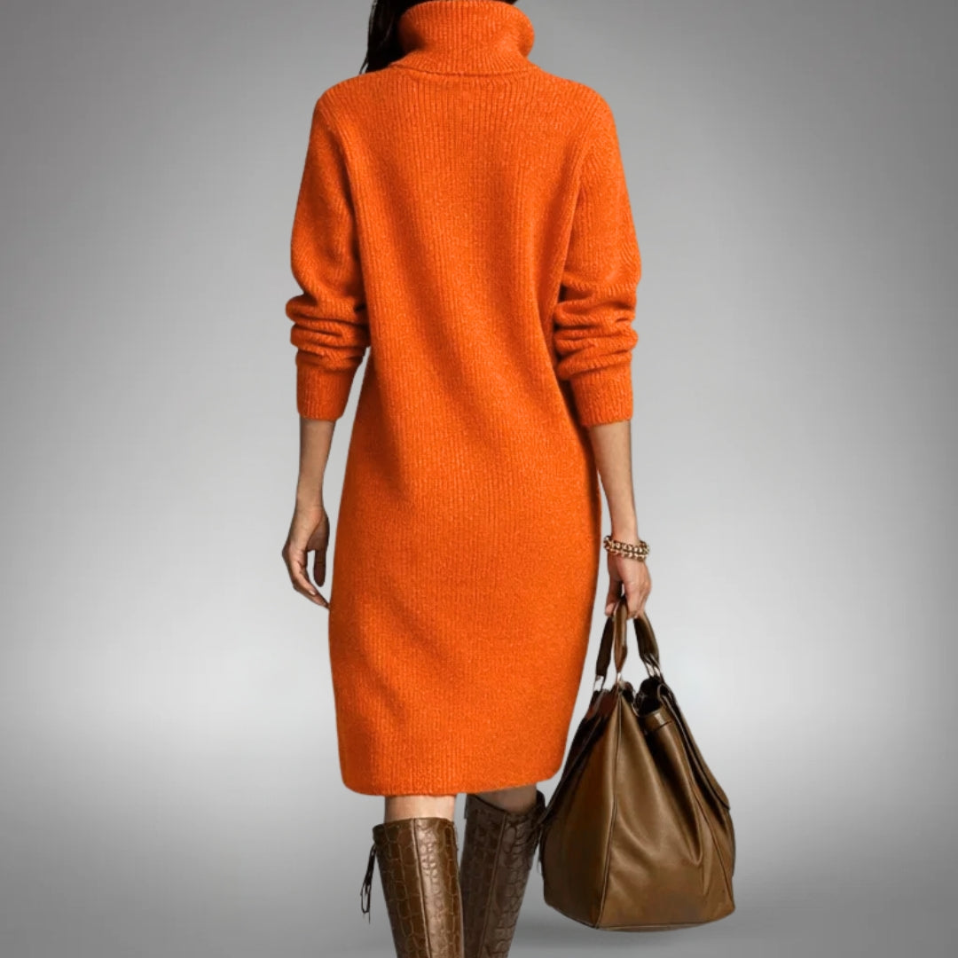 Robe Midi en Maille à Col Montant Boutonné – vue 4