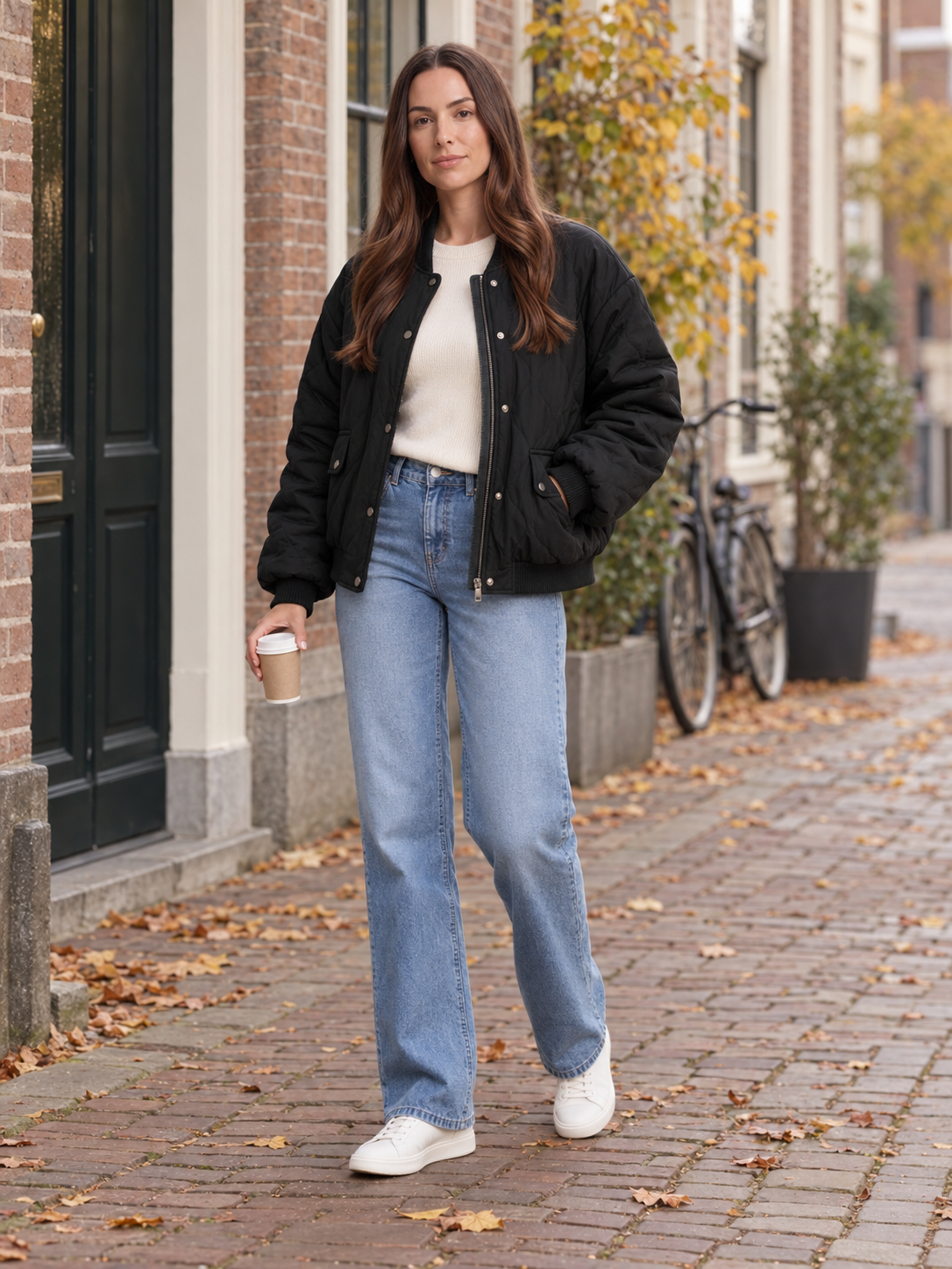 Blouson bomber noir porté
