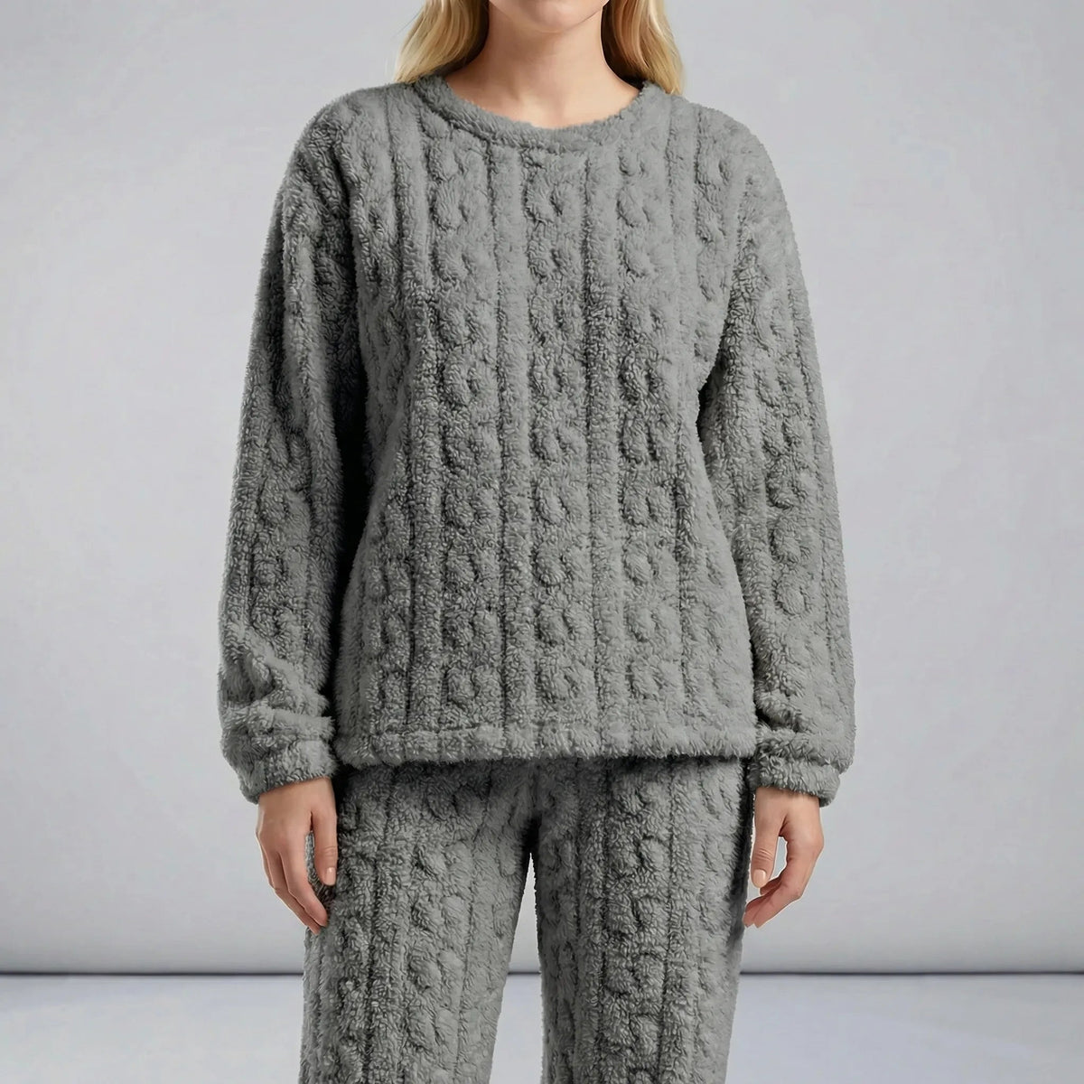 Pyjama Gratté Torsadé à Manches Longues – Noir