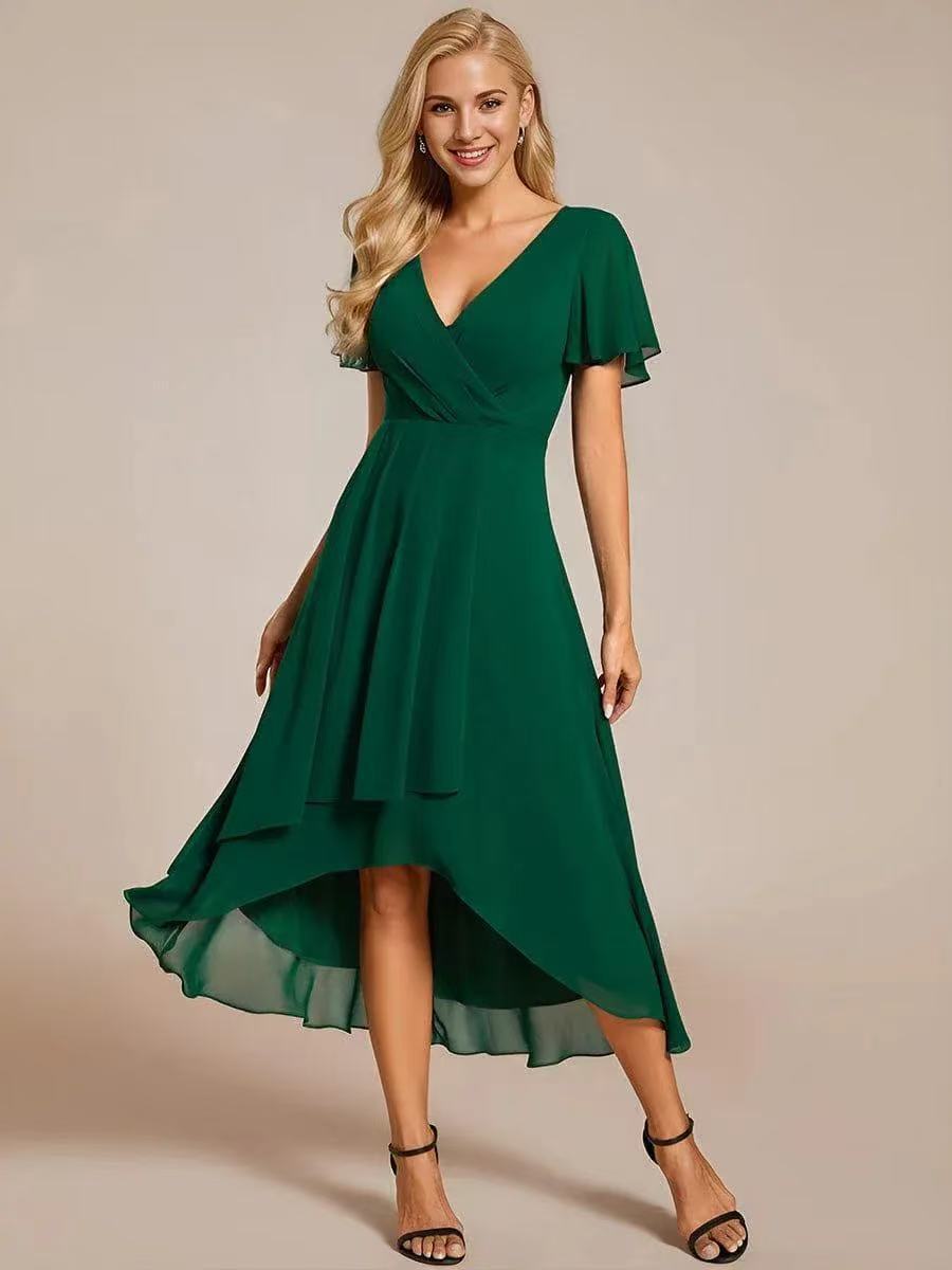 Robe Midi en Dentelle Doublée – Vert foncé