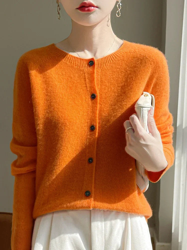 Gilet en Maille Fine de Coton Col Rond – vue 3