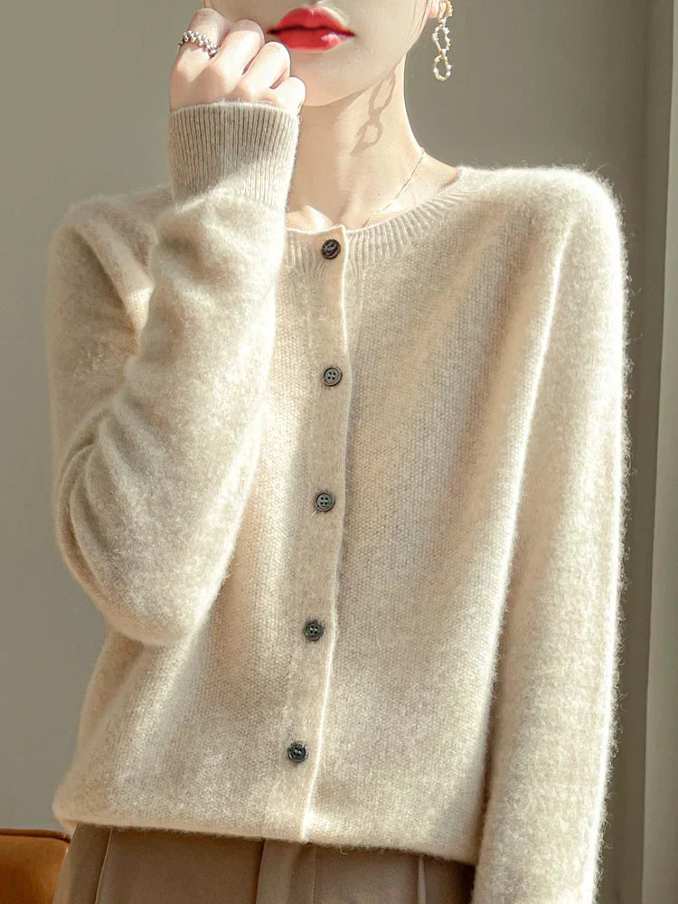 Gilet en Maille Fine de Coton Col Rond – vue 2