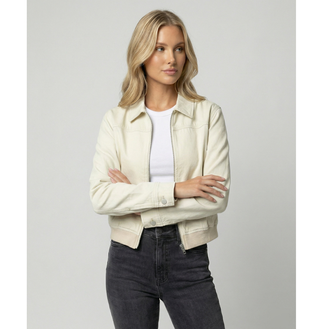 Veste Courte Rétro Zippée à Col Classique – vue 3