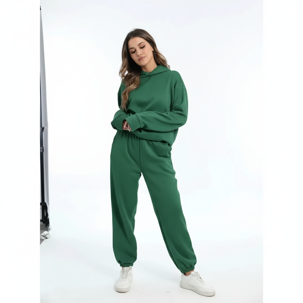 Ensemble Sweat à Capuche et Jogging en Polaire – Vert