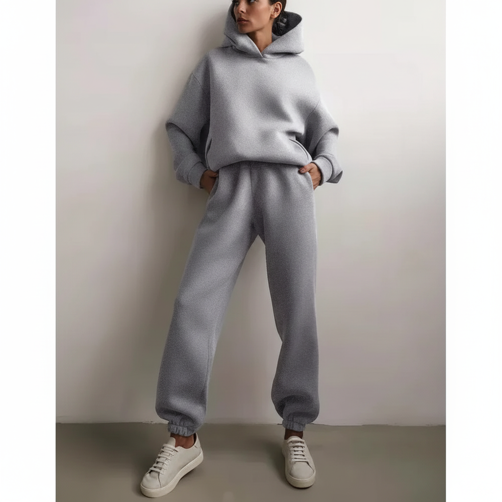 Ensemble Sweat à Capuche et Jogging en Polaire – Gris