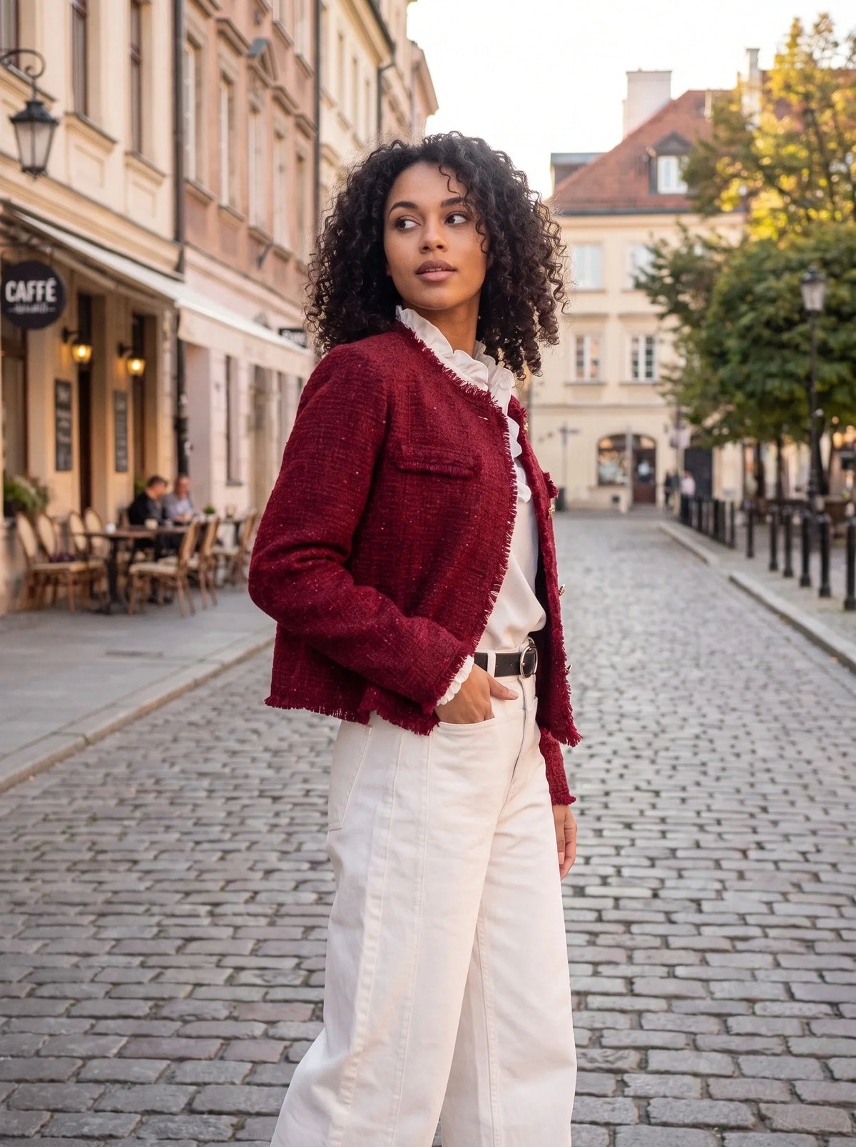 Veste en Tweed à Franges et Boutons Métal – vue 3