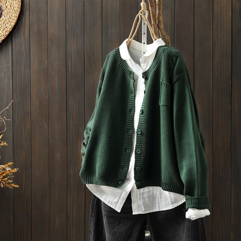 Gilet Côtelé Oversize Boutonné – Vert foncé