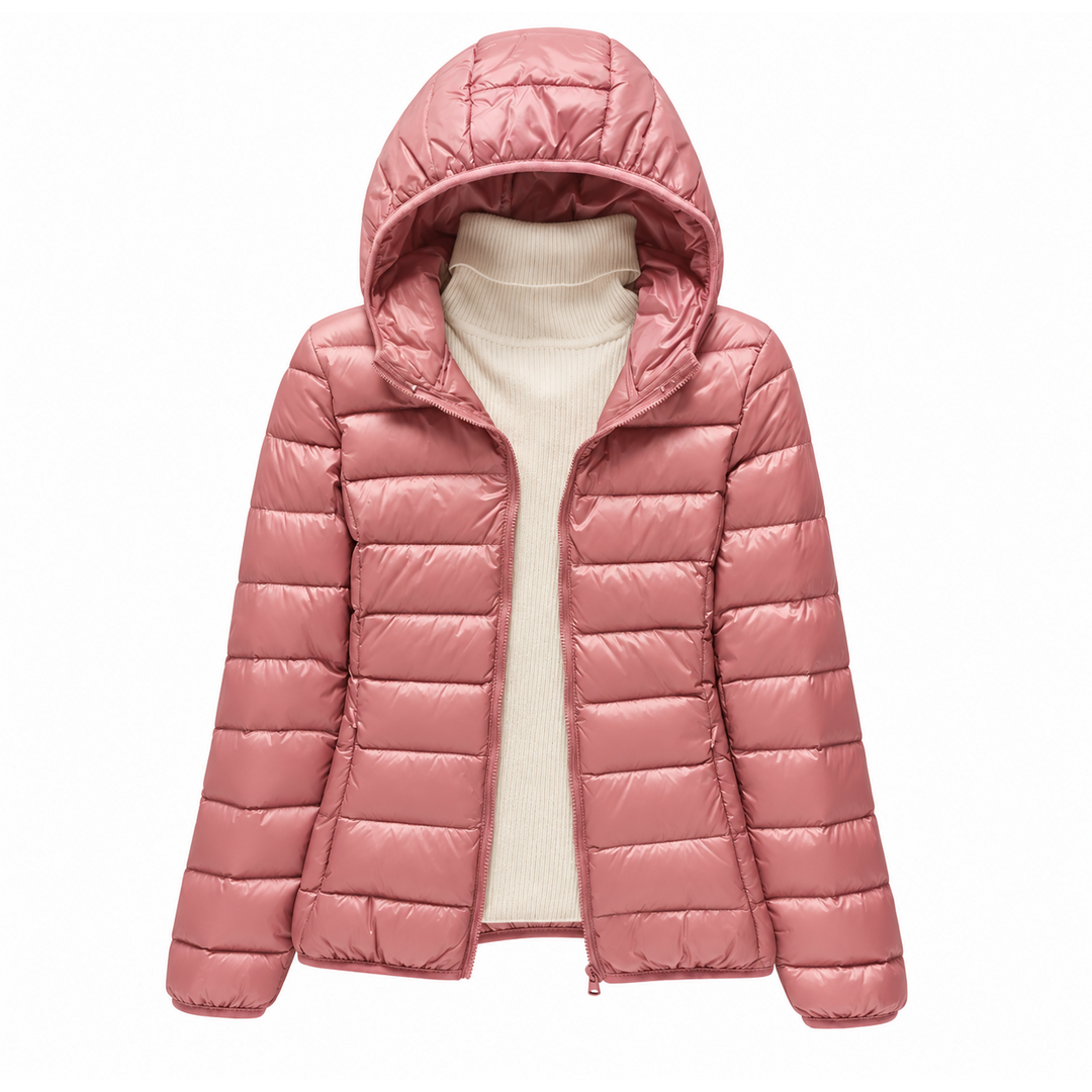 Doudoune Légère Compressible à Capuche – Rose