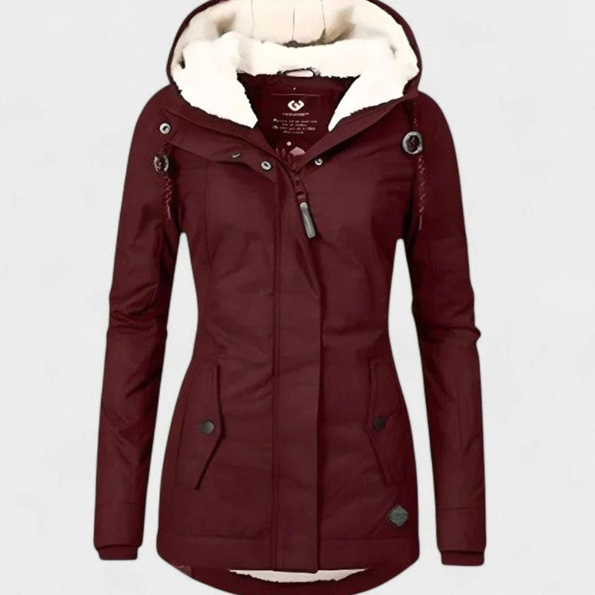 Parka Imperméable Doublée Sherpa à Capuche – Bordeaux